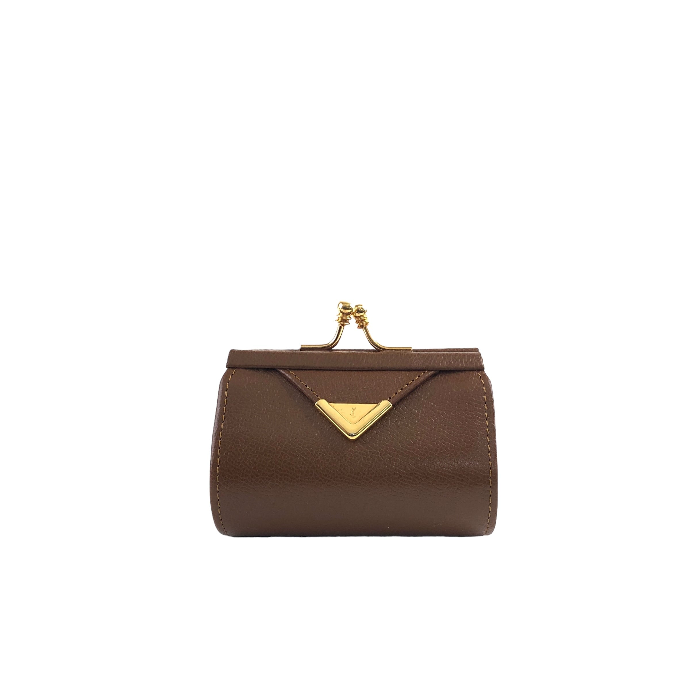 Yves Saint Laurent イヴ・サンローラン YSLロゴ レザー がま口 Yves Saint Laurent イヴ・サンローラン YSLロゴ レザー がま口
