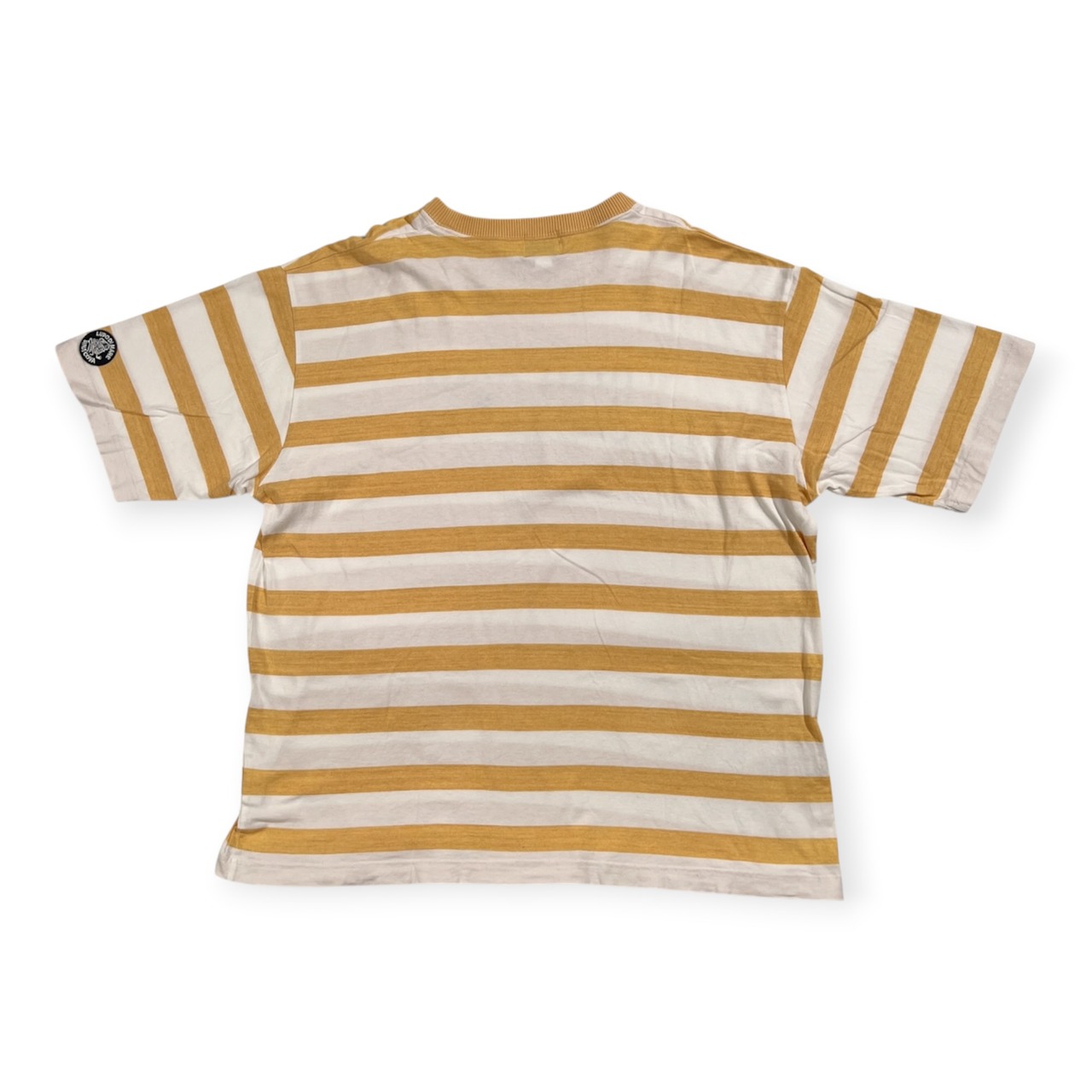 SINA COVA シナコバ プリント入り ボーダー 半袖Tシャツ カットソー キングサイズ /ホワイト×イエロー系/メンズ/日本製/船長ワッペン/マリン