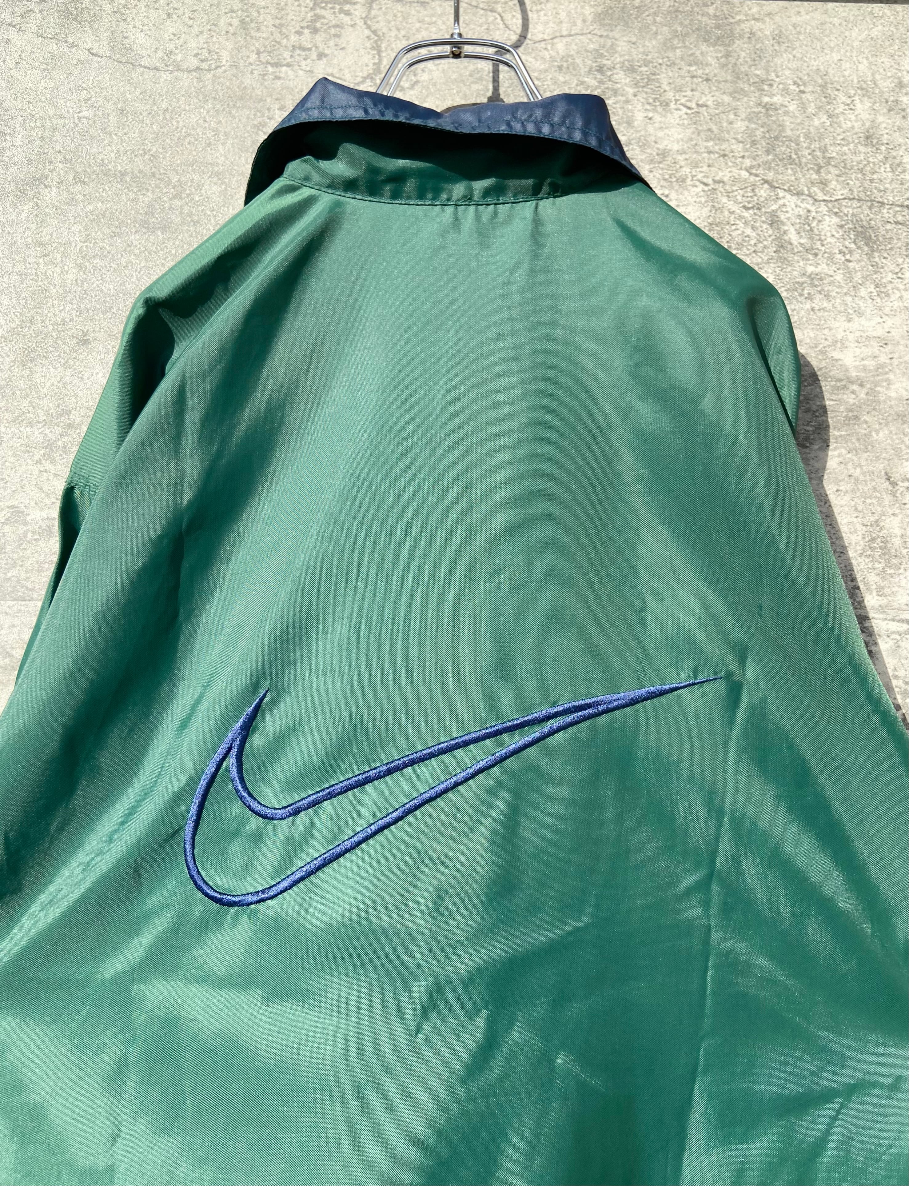 vintage 美品 90s NIKE ナイキ ナイロン 濃緑 ハーフジップジャケット ...