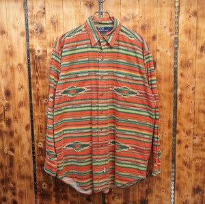 90s ralphlauren ネイティブ柄　コットンシャツ　M/ラルフローレン