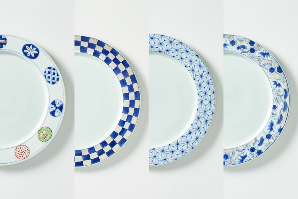 有田焼 福珠窯 銀彩染付3.3寸段入 小皿(5枚セット)