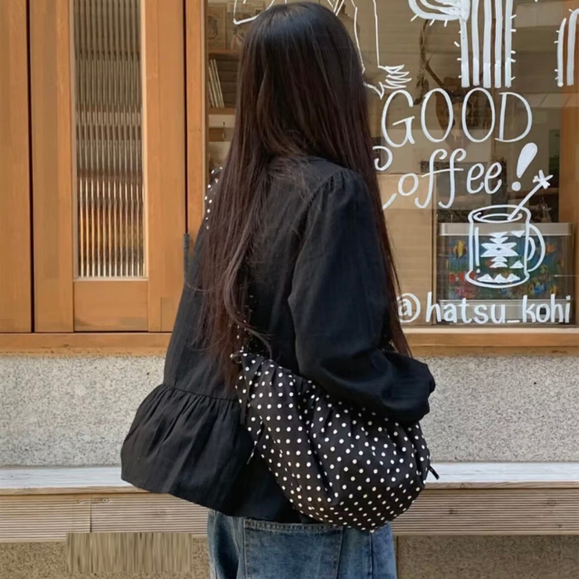 dot crescent moon bag