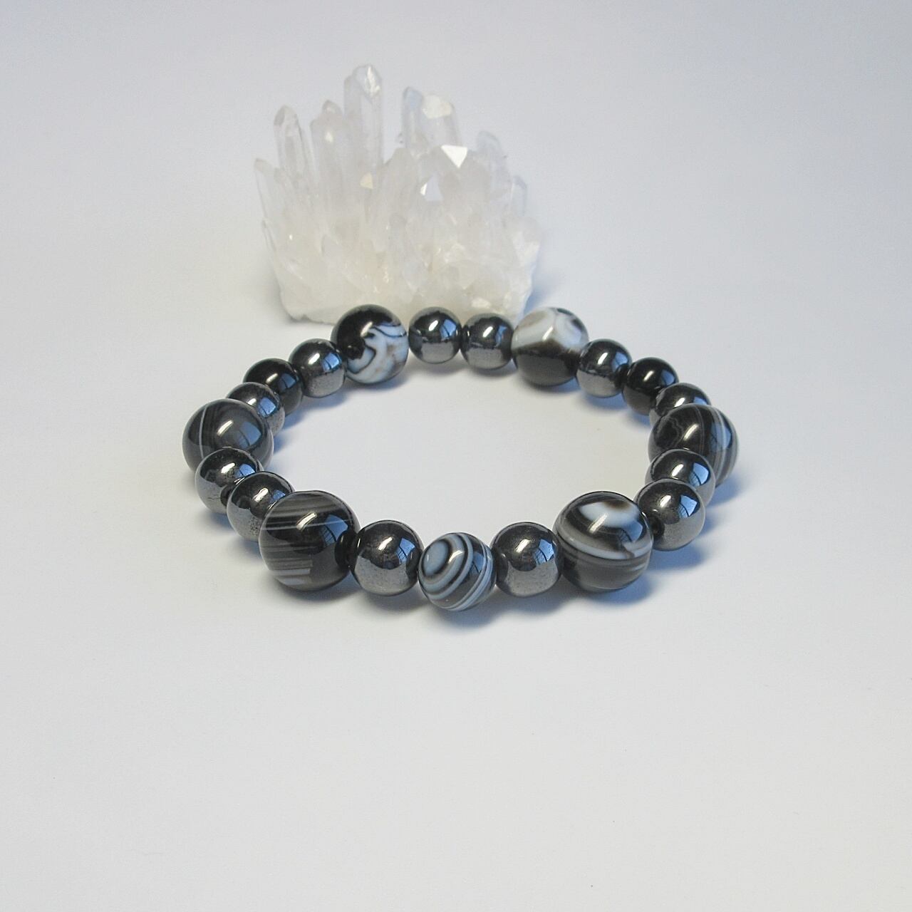 メンズ】魔除け・目標達成のお守りに☆天眼石×ヘマタイトブレスレット