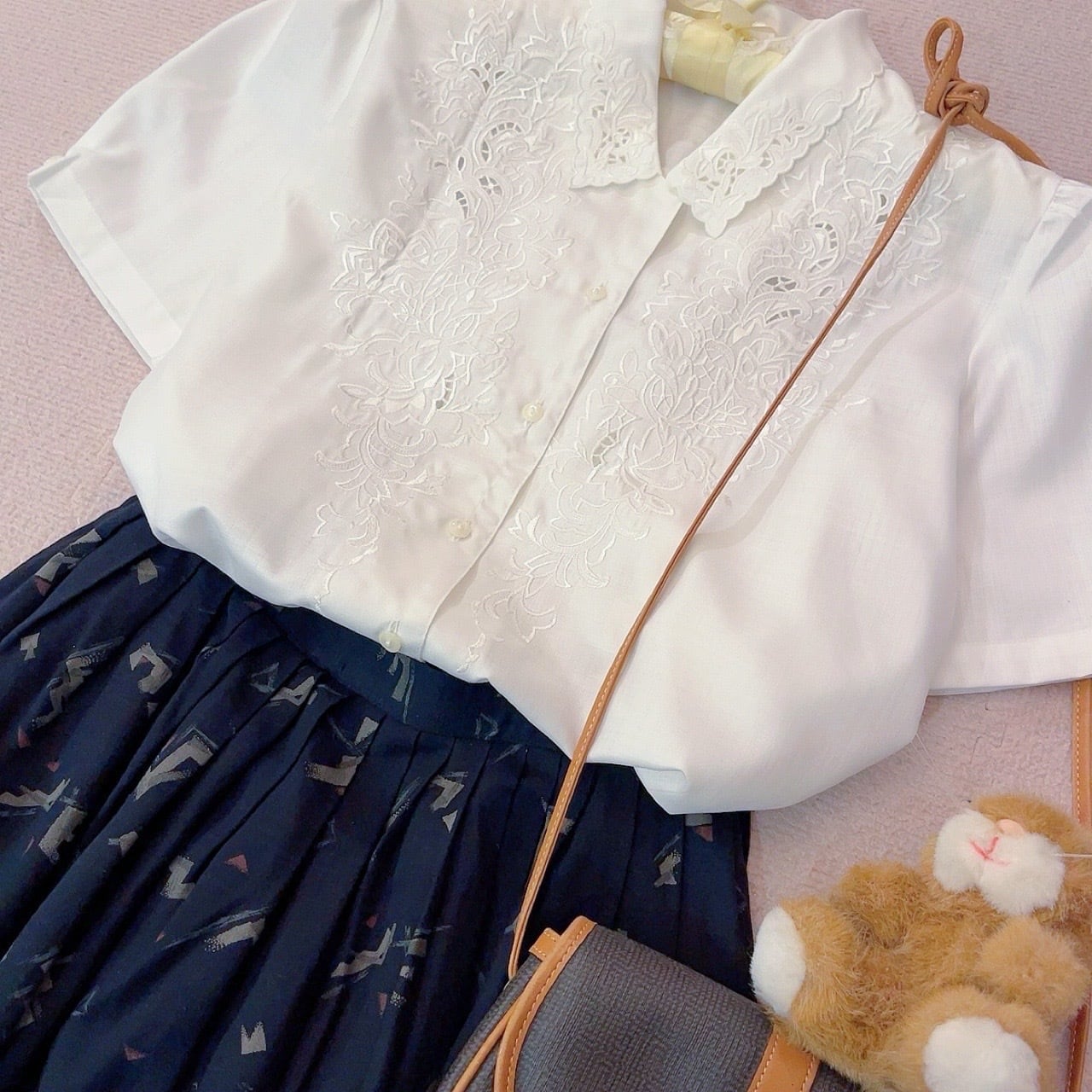 botanical embroidery white blouse