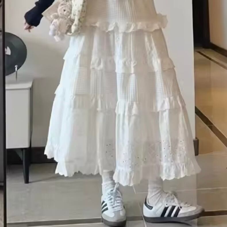 コットンレースケーキスカート