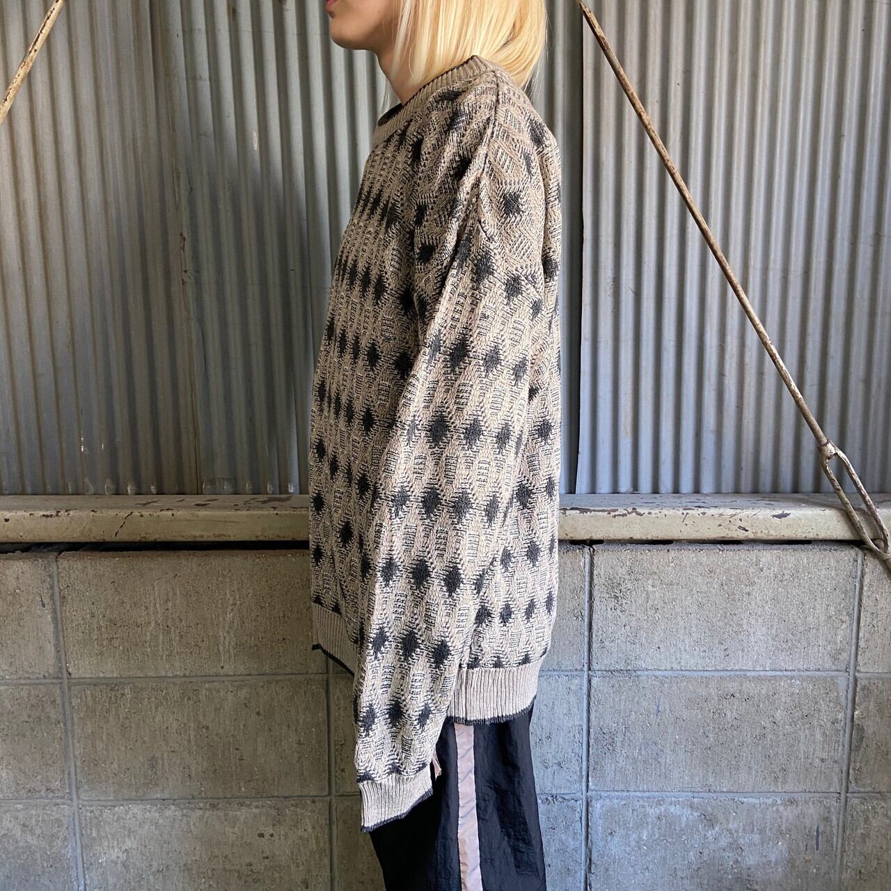 90年代 VAN HEUSEN 3Dニット ニットセーター メンズL相当 古着