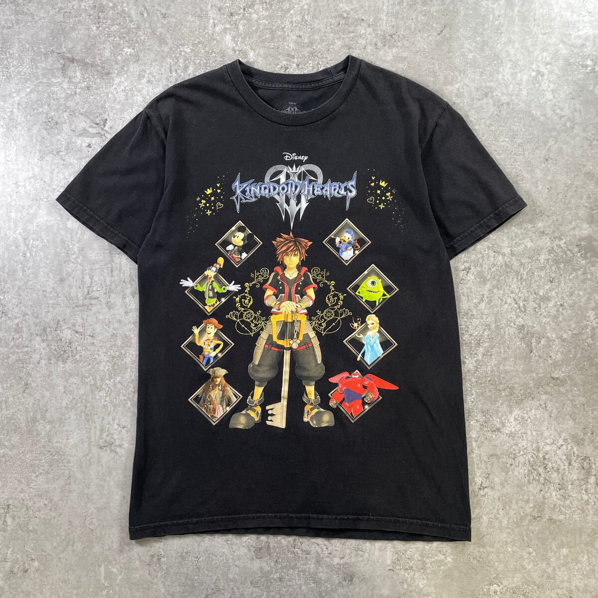 古着　キングダムハーツ　Tシャツ　L　グレー　ディスニー　ゲームT　公式 * 海外公式】 キングダムハーツ Tシャツ kingdom hearts スクエア トップス