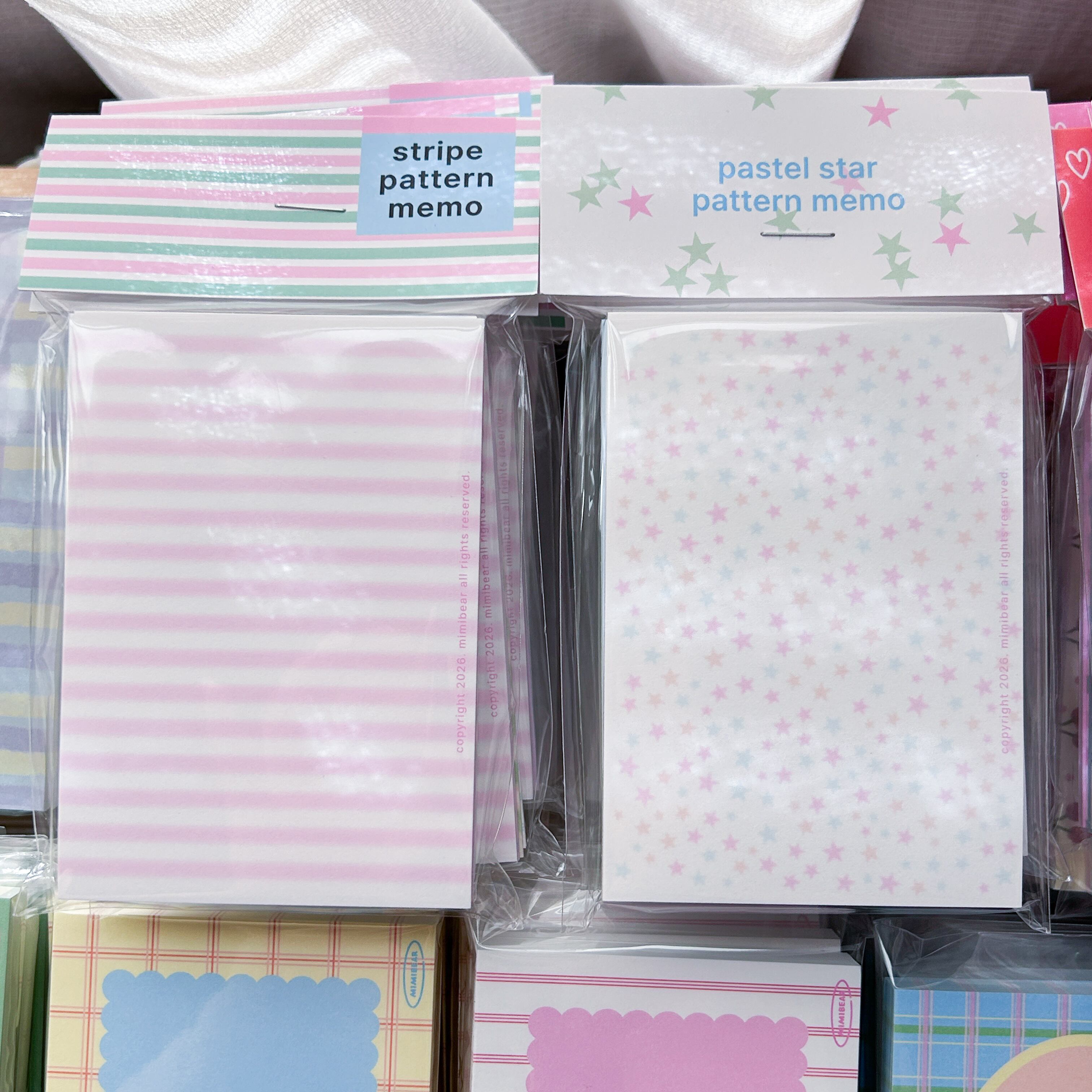 mimibear】stripe pattern memo set メモセット | 韓国文具・雑貨