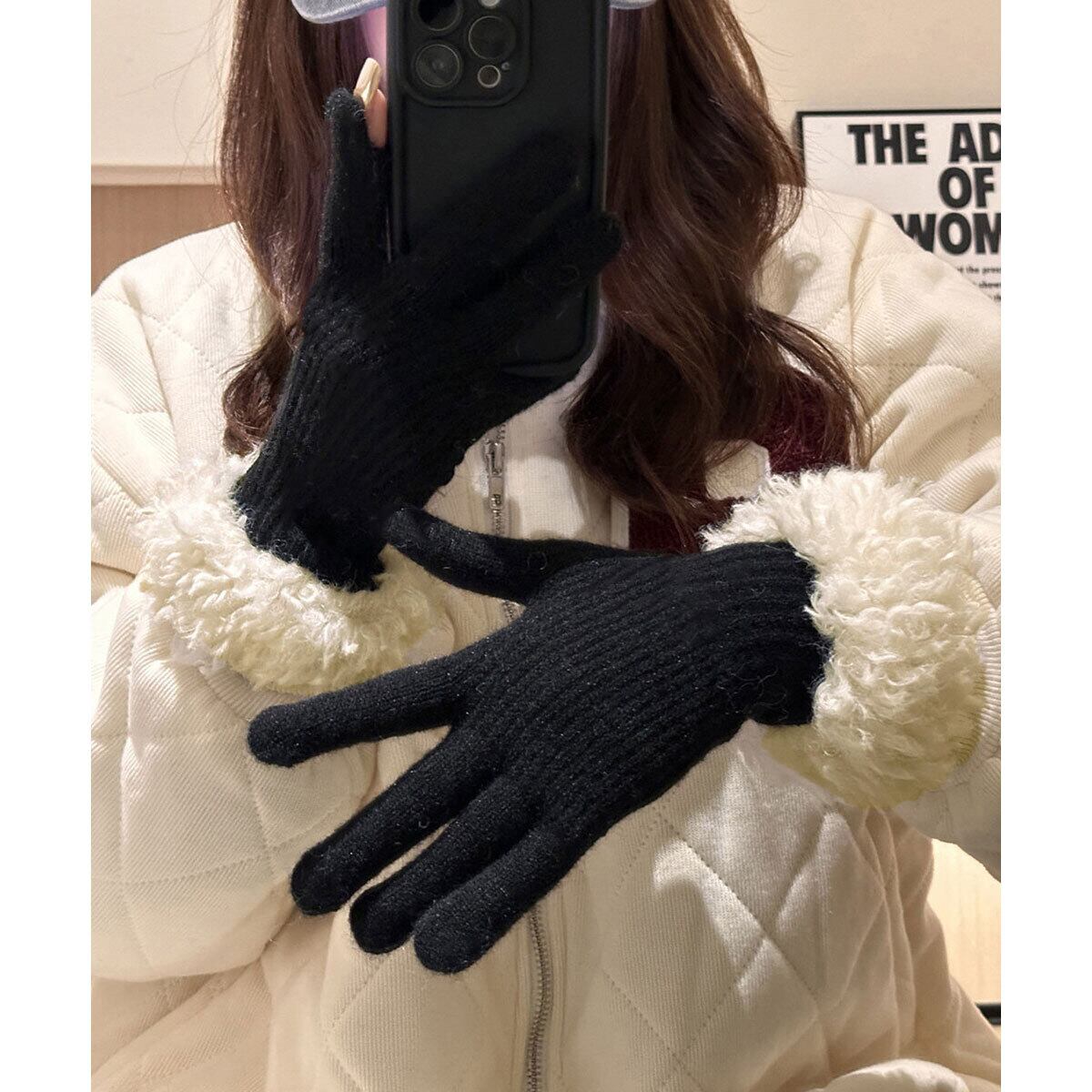 手袋 ボア袖 グローブ スマホ対応 防寒 防風 保温 レディース 秋冬 韓国 おしゃれ 大人 かわいい きれいめ カジュアル 通勤 通学 学生 ホールタッチ 大人可愛い 大人女子