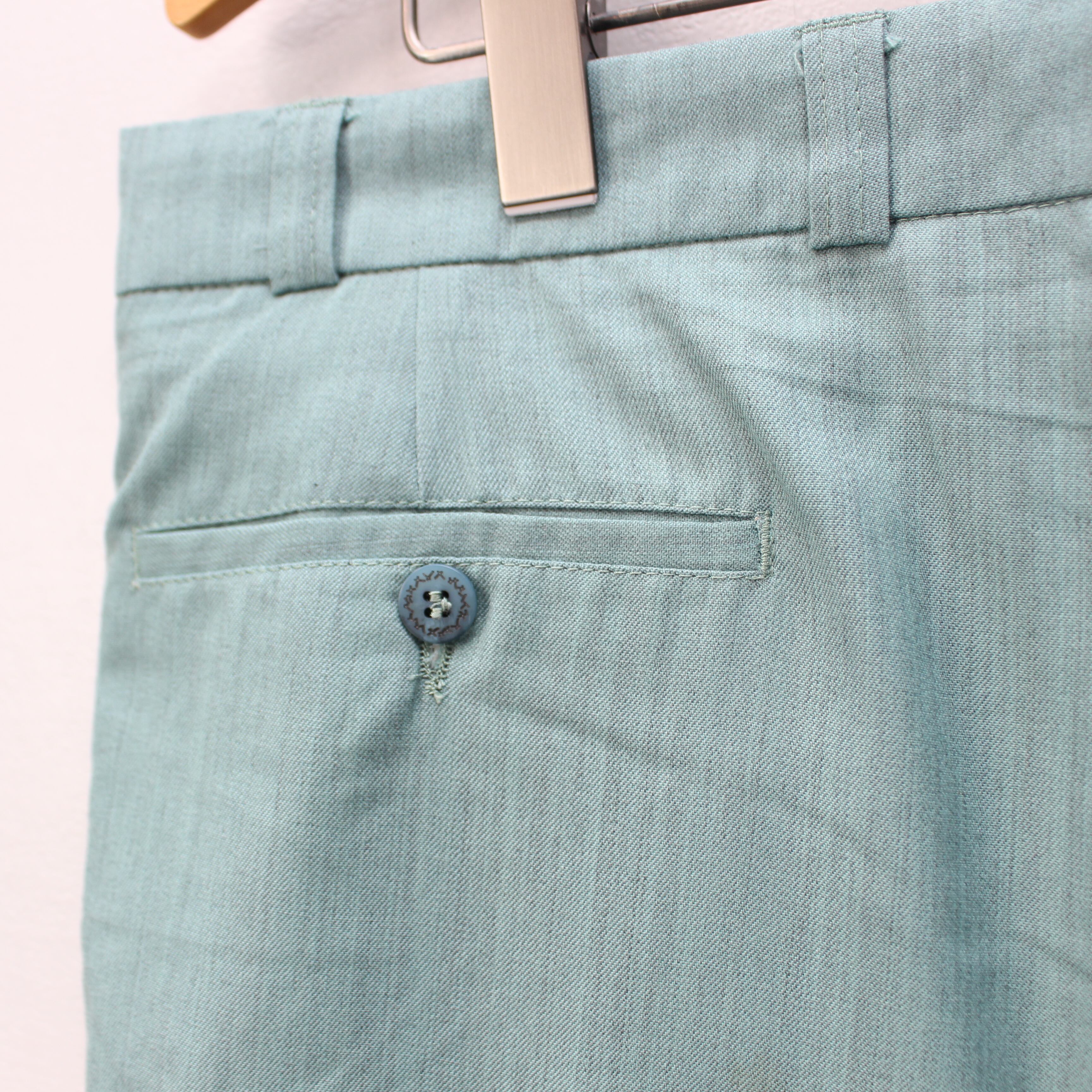 EU VINTAGE GREEN COLOR WIDE SLACKS PANTS/ヨーロッパ古着グリーン