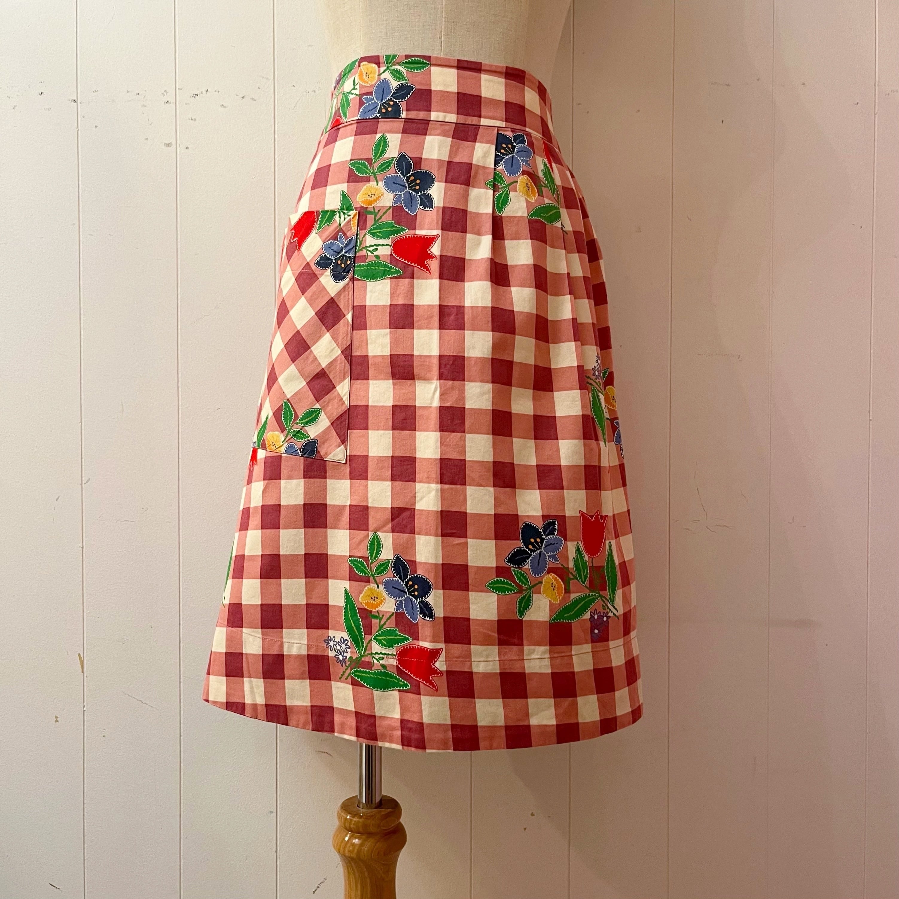 Laura Ashley / flower check flare skirt
