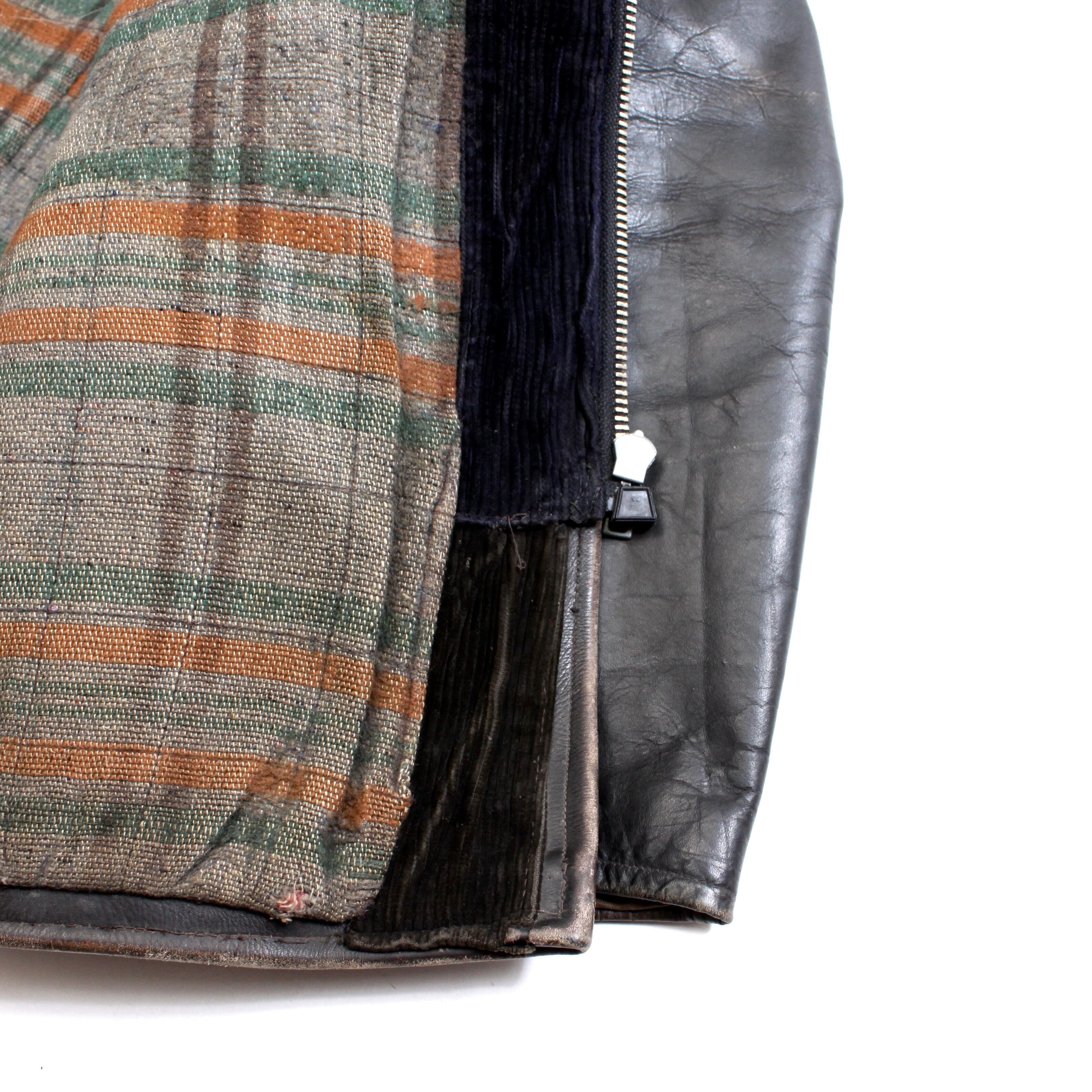 0639. ~1940's Horsehide leather sport jacket brown × black 40s 40