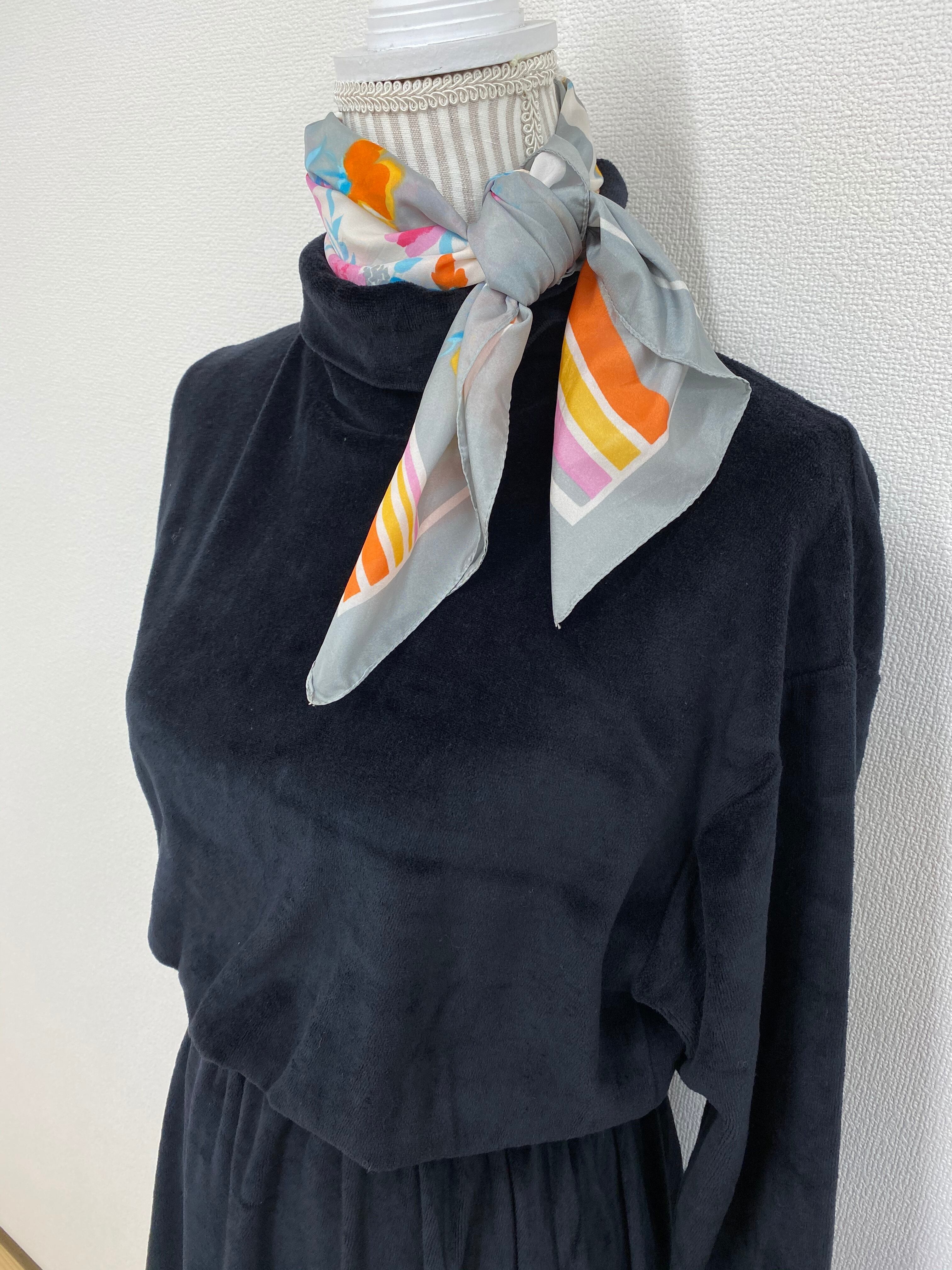 Cotton velor mock neck dress