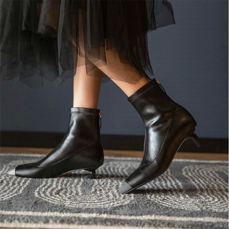 【新作】【送料無料】 ストレンジヒールラインストーンスクエアトゥレディーススティレットヒールブラックベージュホワイトライトグリーンレトロハイヒールブーツウィンターレディースブーツ 靴 シューズ 冬物 スクウェア 10b36628174451