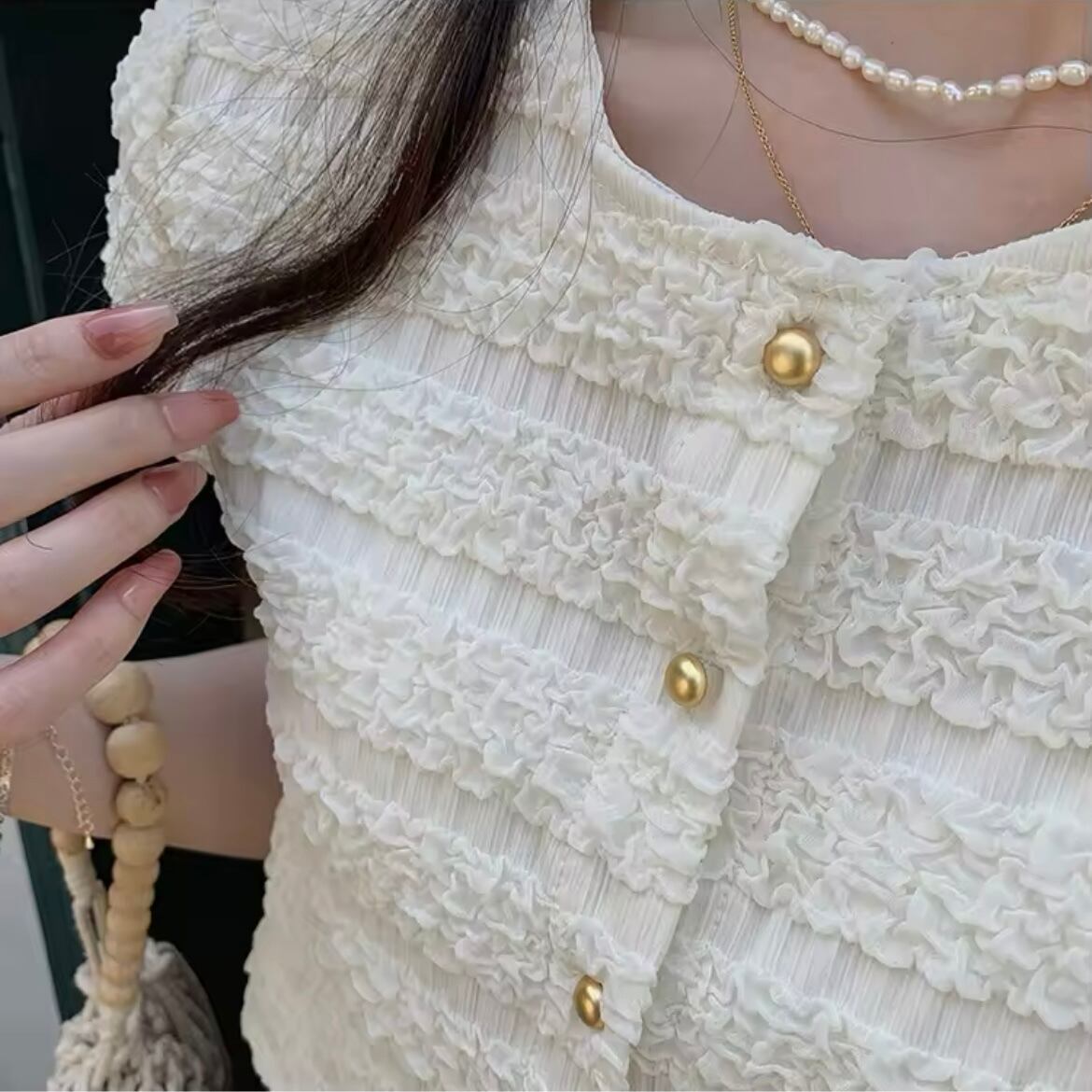 ホイップフリルハーフスリーブシャツ