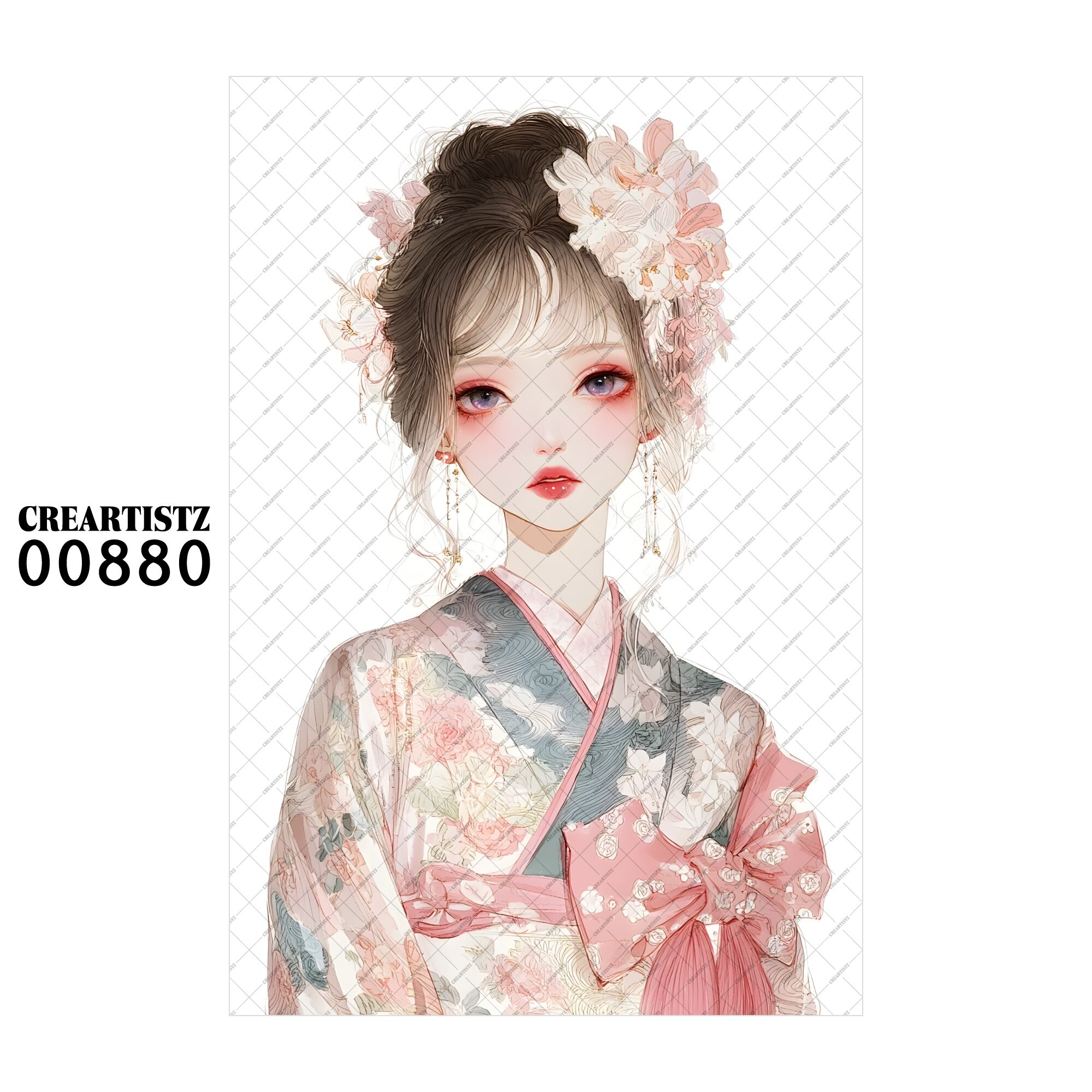 00880 ガール キュート オリジナル ペーパー/ステッカー 4枚セット CREARTISTZ