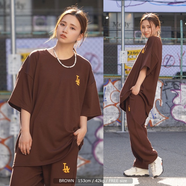 La ロゴ刺繍 ルーズtシャツ オーバーサイズ Tシャツ メンズ ビッグtシャツ レディース ビッグシルエット トップス 半袖 カットソー クルーネック ビッグt La ロゴ 刺繍 ワンポイント刺繍 大きいサイズ 韓国ファッション 夏 夏服 春夏 ストリート系 おしゃれ 韓国 服