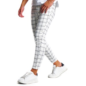 WHITE CHECK STRETCH SLACKS【BEL24-014 】