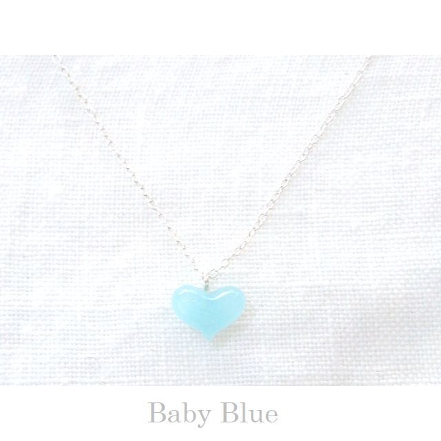 シンプルハートネックレス 鎌倉 小町のガラス シルバーアクセサリーmoana