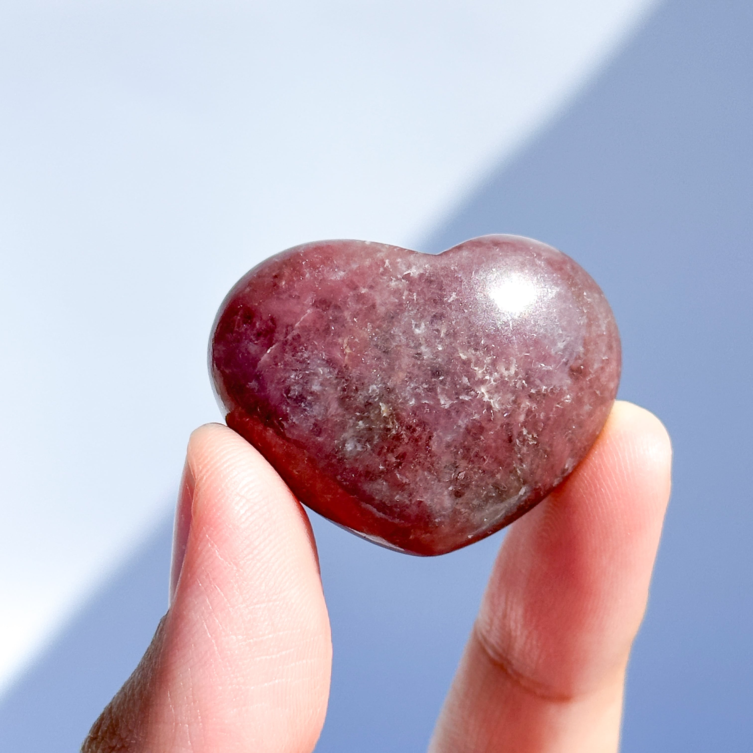 美！レピドライト 月 天然石置物 美！レピドライトとアクアマリンと