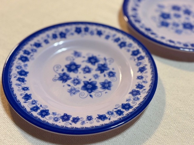 【メラミン青花 平皿 ②】