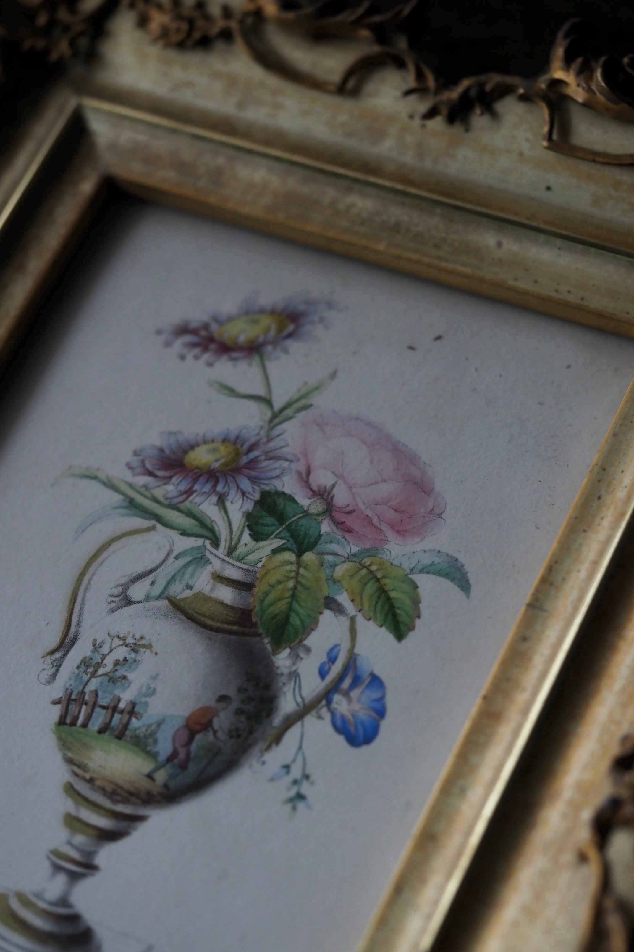 壺と花 オルモル装飾額 No.2-antique gilt bronze frame