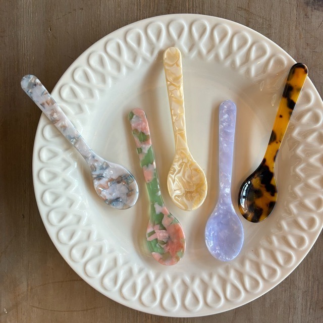 TOPANGA kitchen Colorful Retro Coffee Spoons 5 types　カラフルレトロコーヒースプーン　全5色　ホワイト　ラベンダー　ピンク　べっ甲　ブルー　メール便