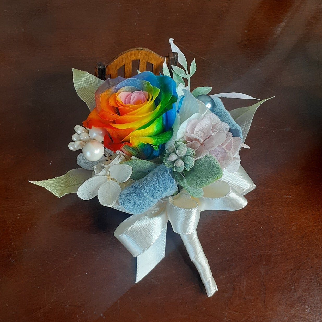 ようちゃん様ご確認用＊白とブルーのお花のブートニア＊お花