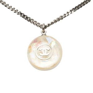 シャネル ココマーク ボール ネックレス ホワイト クリア シルバー 樹脂系 メタル レディース CHANEL 【中古】