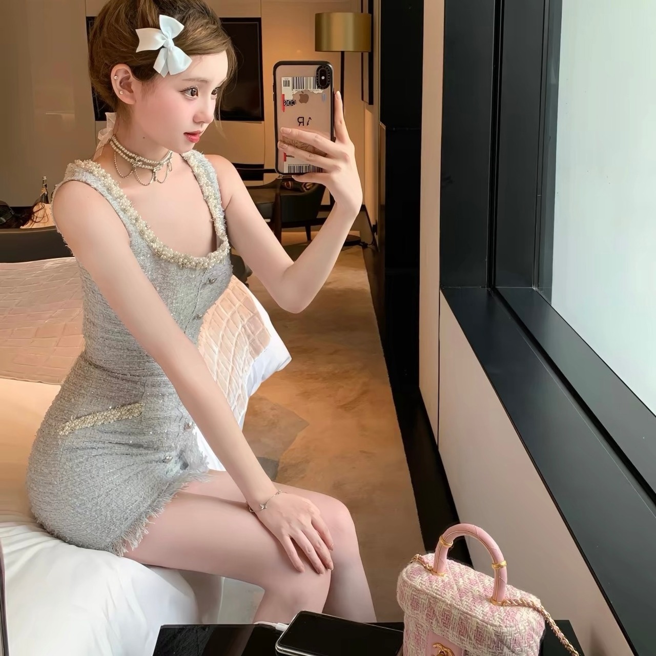 Diamond Chain Waist Strap Dress