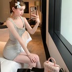Diamond Chain Waist Strap Dress