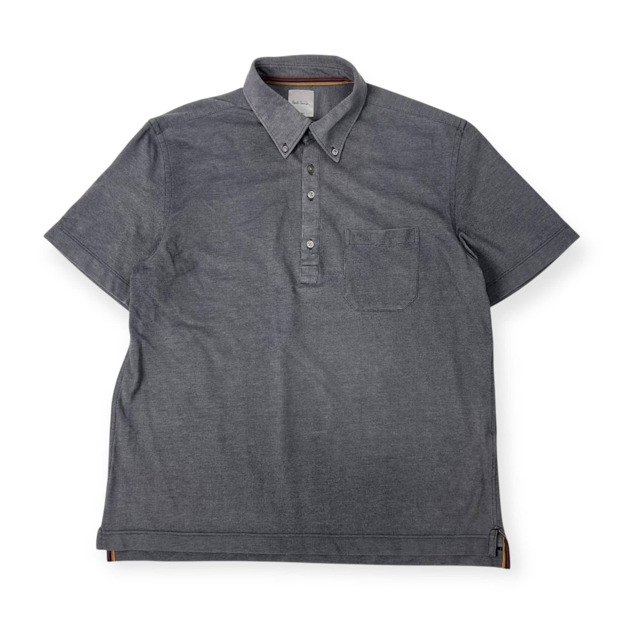 Paul Smith ポールスミス ポケット BD ボタンダウン 鹿の子 半袖 ポロシャツ XXL/大きいサイズ グレー系 メンズ