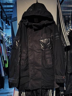 90's"DIESEL"2Way switching material design hoodie jacket