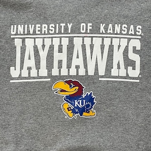 【JERZEES】カレッジ ロゴ カンザス大学 バスケットボール Kansas Jayhawks プルオーバー パーカー L アメリカ古着