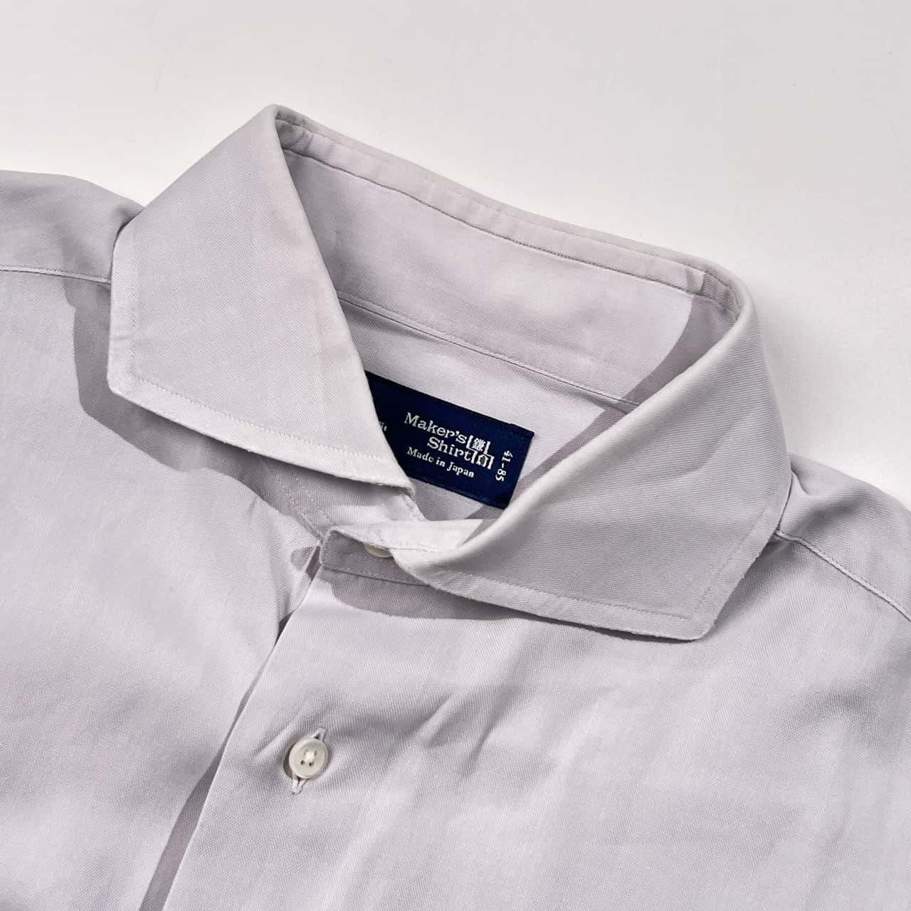 Maker's Shirt 鎌倉 メーカーズシャツ スリムフィット ワイドカラー 長袖 ワイシャツ ドレスシャツ 16-331/2 /ライトグレー系 メンズ