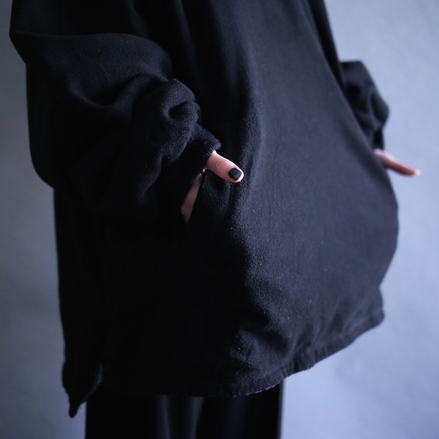 "reversible" fleece×nylon over size anorak parka