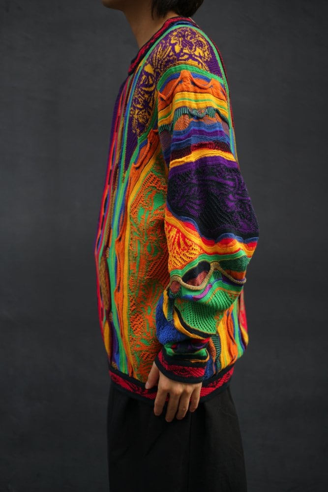 COOGI] Vintage Cotton 3D Crew Neck Knit [1990s-] Vintage 3-D