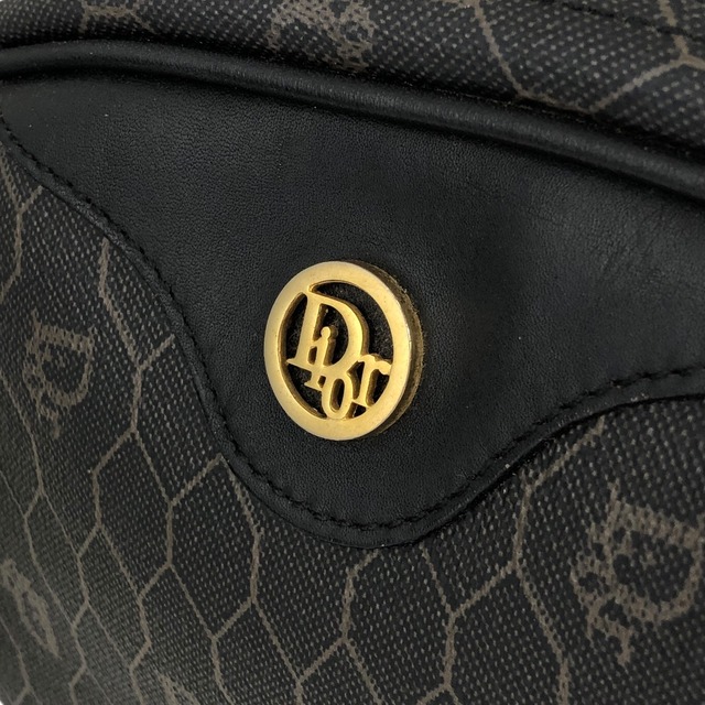 Christian Dior クリスチャン ディオール ハニカム ショルダーバッグ ブラック ロゴ PVCレザー vintage ヴィンテージ オールド 3iyj2e