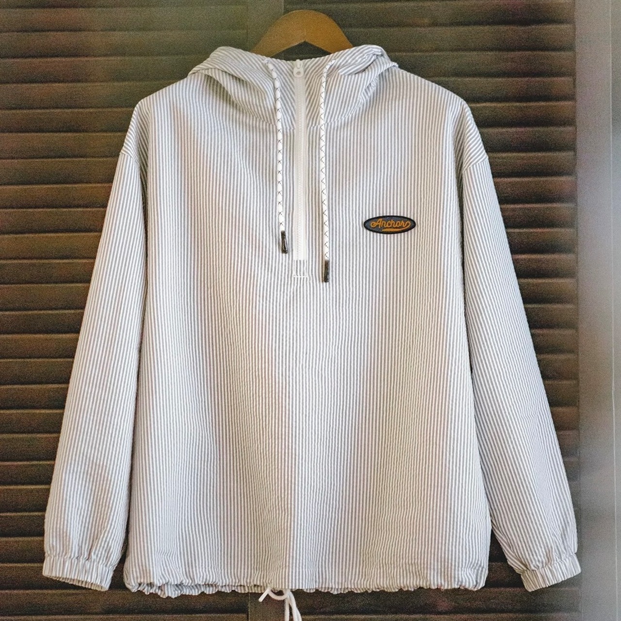 Stripe Pattern Half Zip Up Pullover Parker ◇H0150