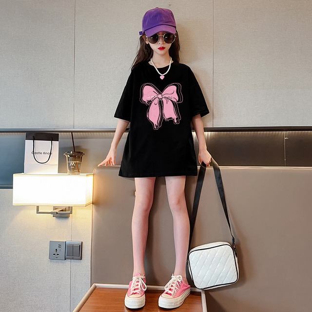 kids ビッグリボンプリントTシャツ