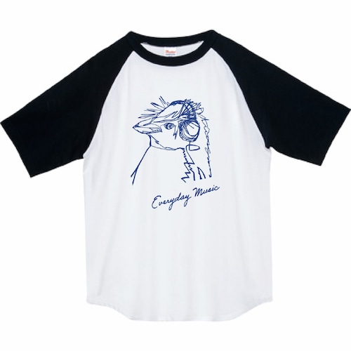 ヘッドフォンとイワトビペンギン　ラグランTシャツ