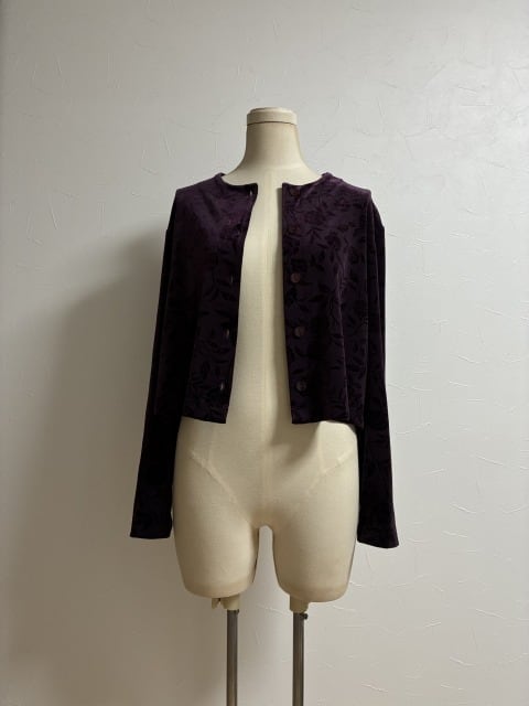 1990's Watermark Pattern Velour Short Cardigan