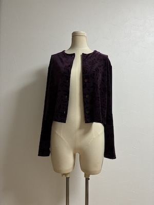 1990's Watermark Pattern Velour Short Cardigan