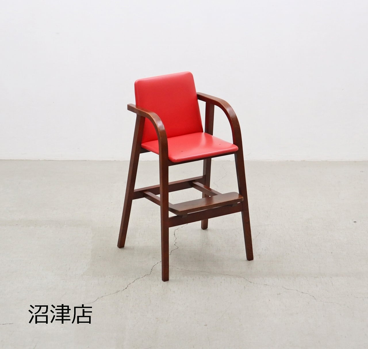 【沼津店】秋田木工 子供椅子 キッズダイニングハイチェア チャイルド ヴィンテージ レトロ 合皮 赤 OGT24174