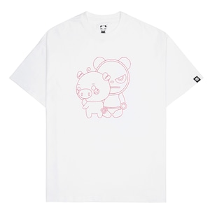 SALE 【HIPANDA ハイパンダ】男女兼用 ビッグシルエット 十二支 亥年 刺繍 Tシャツ UNISEX BIG SILHOUETTE PIG YEAR EMBROIDERY SHORT SLEEVED T-SHIRT / WHITE