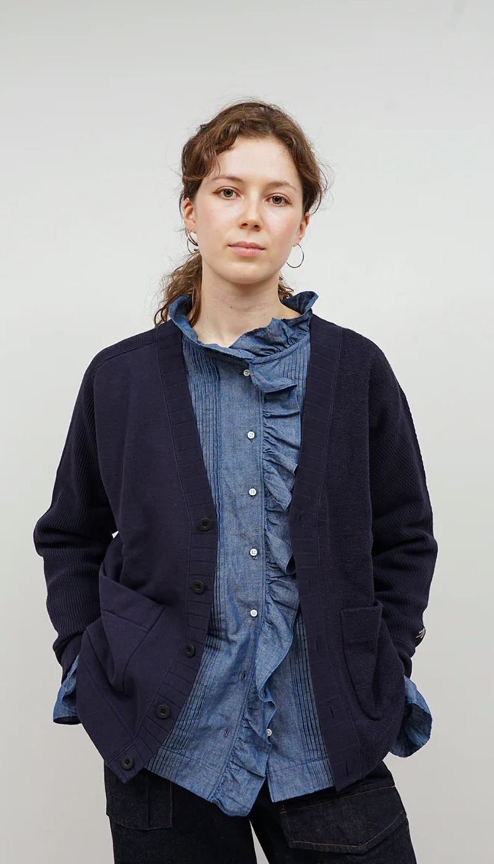 Nigel cabourn woman ARMY JERSEY MIX CARDIGAN | mambo ladys