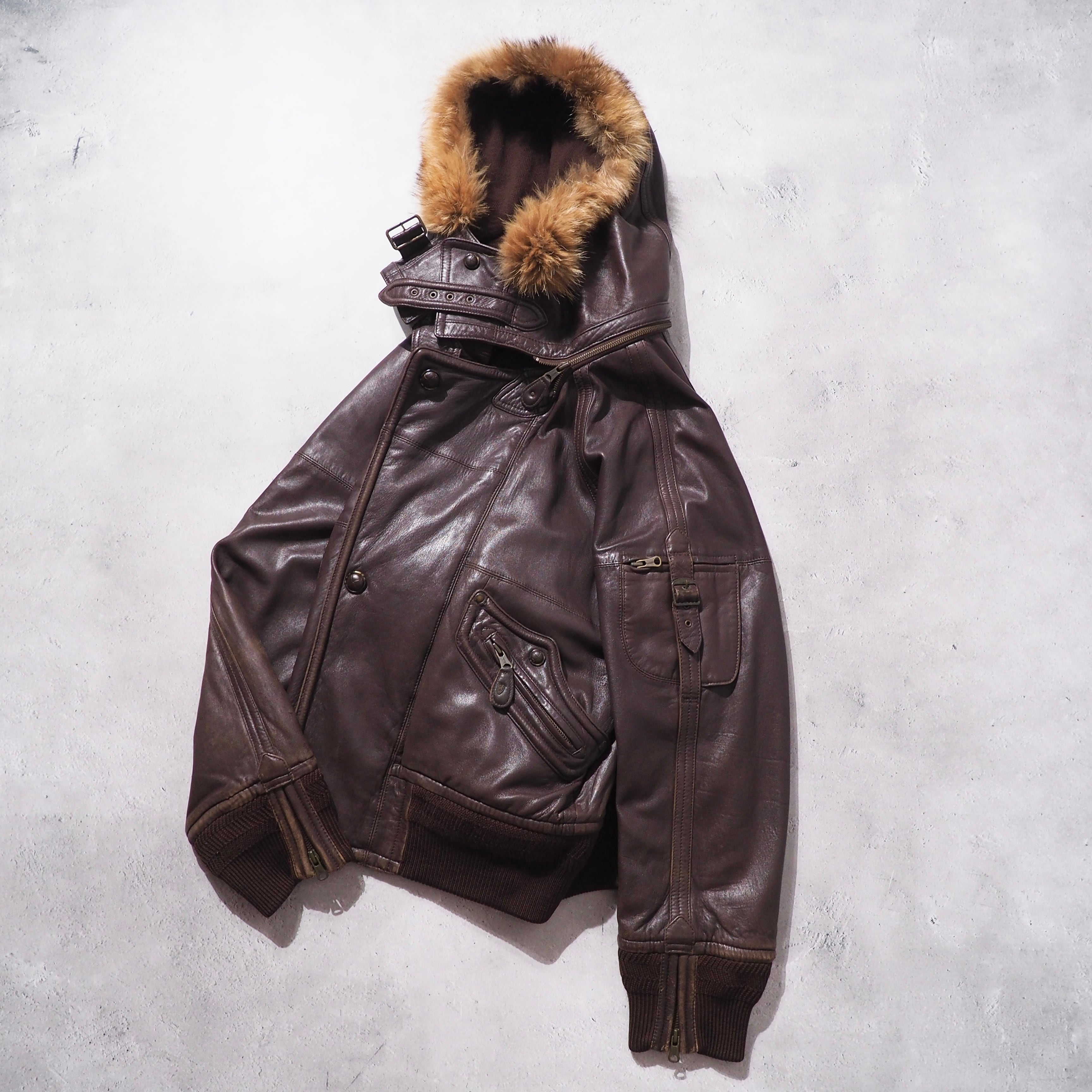 1980s " Monsieur NICOLE " Special N2-A sampling vintage Sheep leather jacket ムッシュニコル N2-A サンプリング レザージャケット