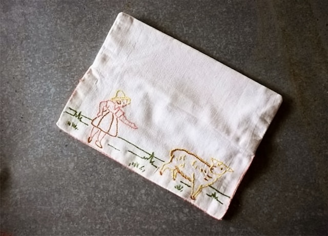 フランス 薔薇色の少女とカナリア色の子羊とカトラリーケース  アンティーク