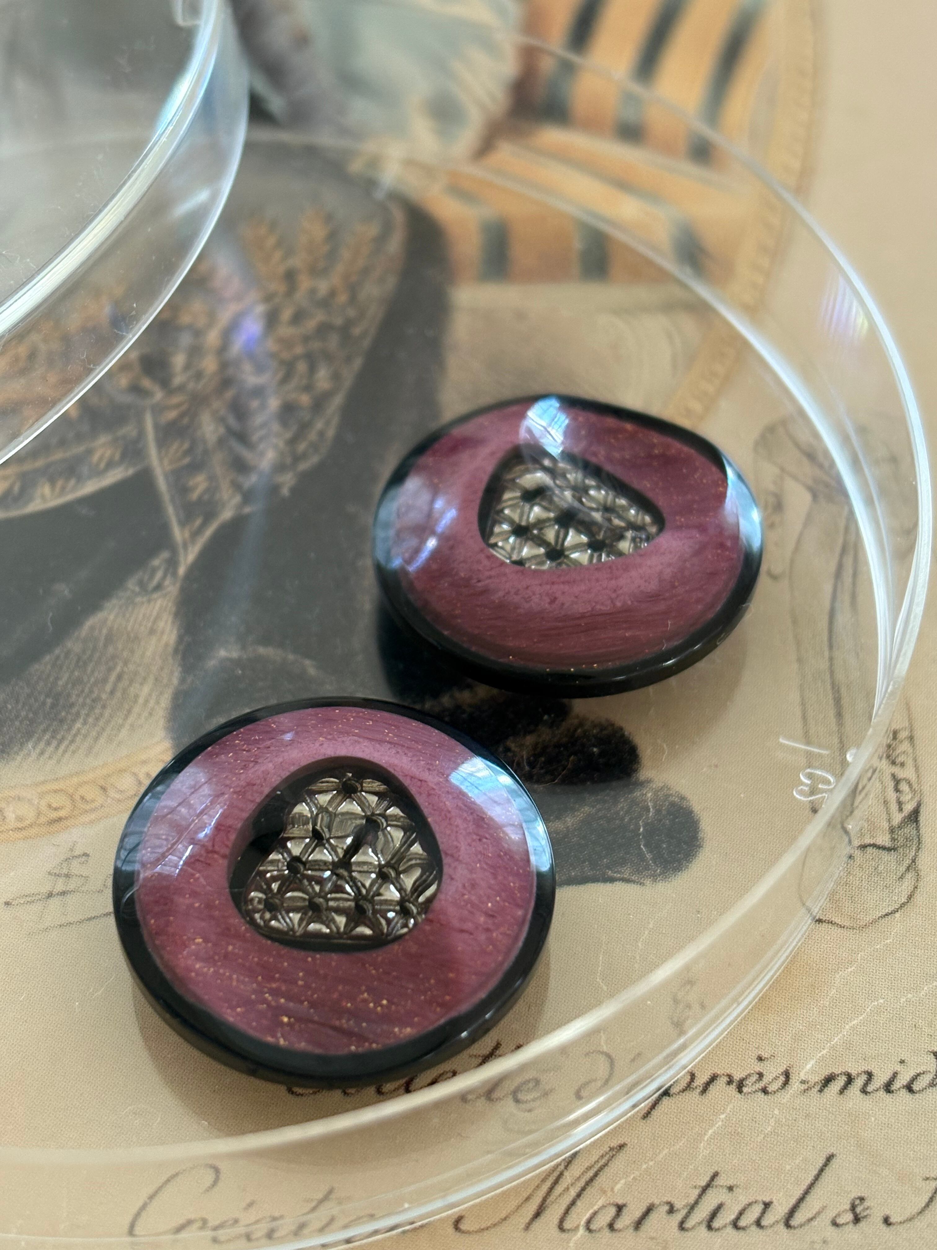 Japanese Vintage ボタン ピンク系×シルバー 22mm グリッター 昭和レトロ アクセサリーパーツ 装飾材 カルトナージュ