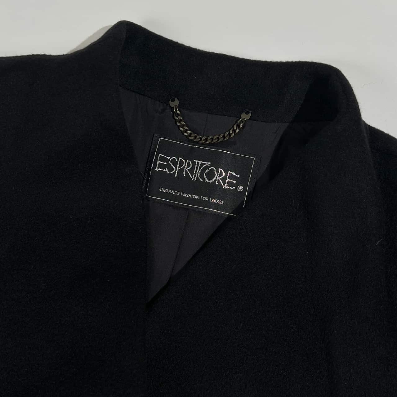 カシミヤ10% ESPRITCORE エスプリットコア ノーカラー コート M~L程度 /ブラック レディース